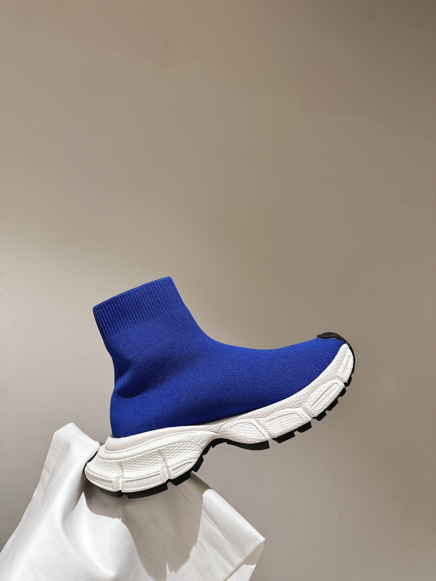 BALENCIAGA 25S SPEED TRAINER SNEAKERS 55 MM IN BLUE KNIT