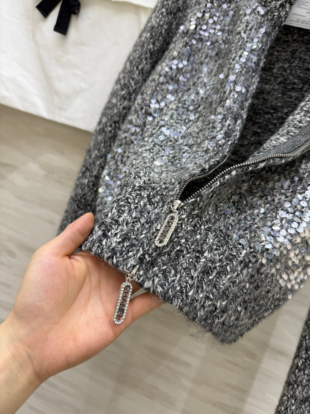 CHANEL 25S HERRINGBONE KNIT JACKET 270