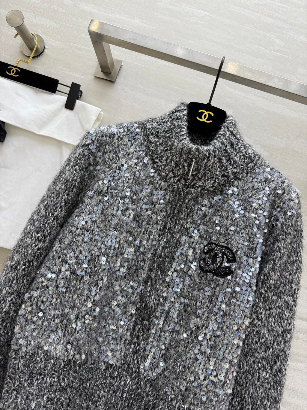 CHANEL 25S HERRINGBONE KNIT JACKET 270
