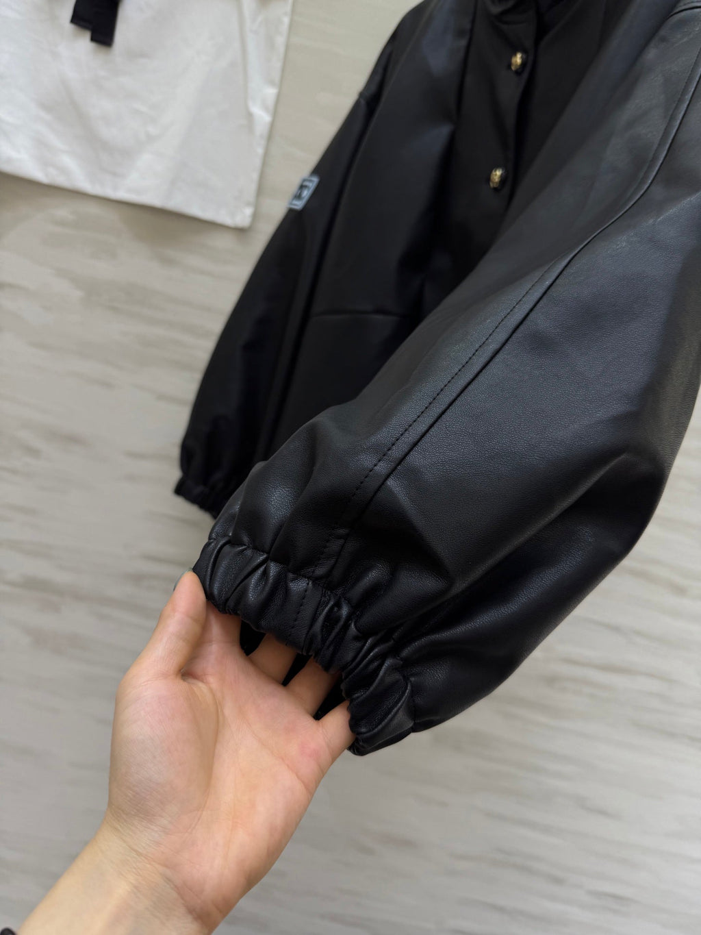 CHANEL 25S STAND-COLLAR LEATHER JACKET 291