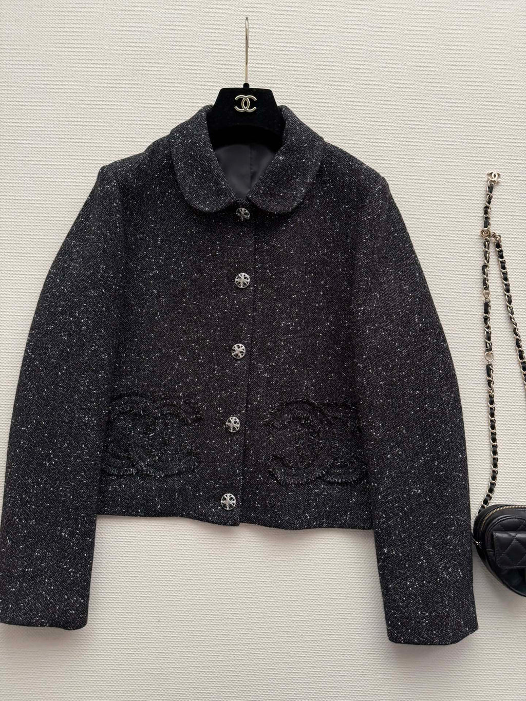 CHANEL 26S TWEED NOTCHED-COLLAR JACKET 718
