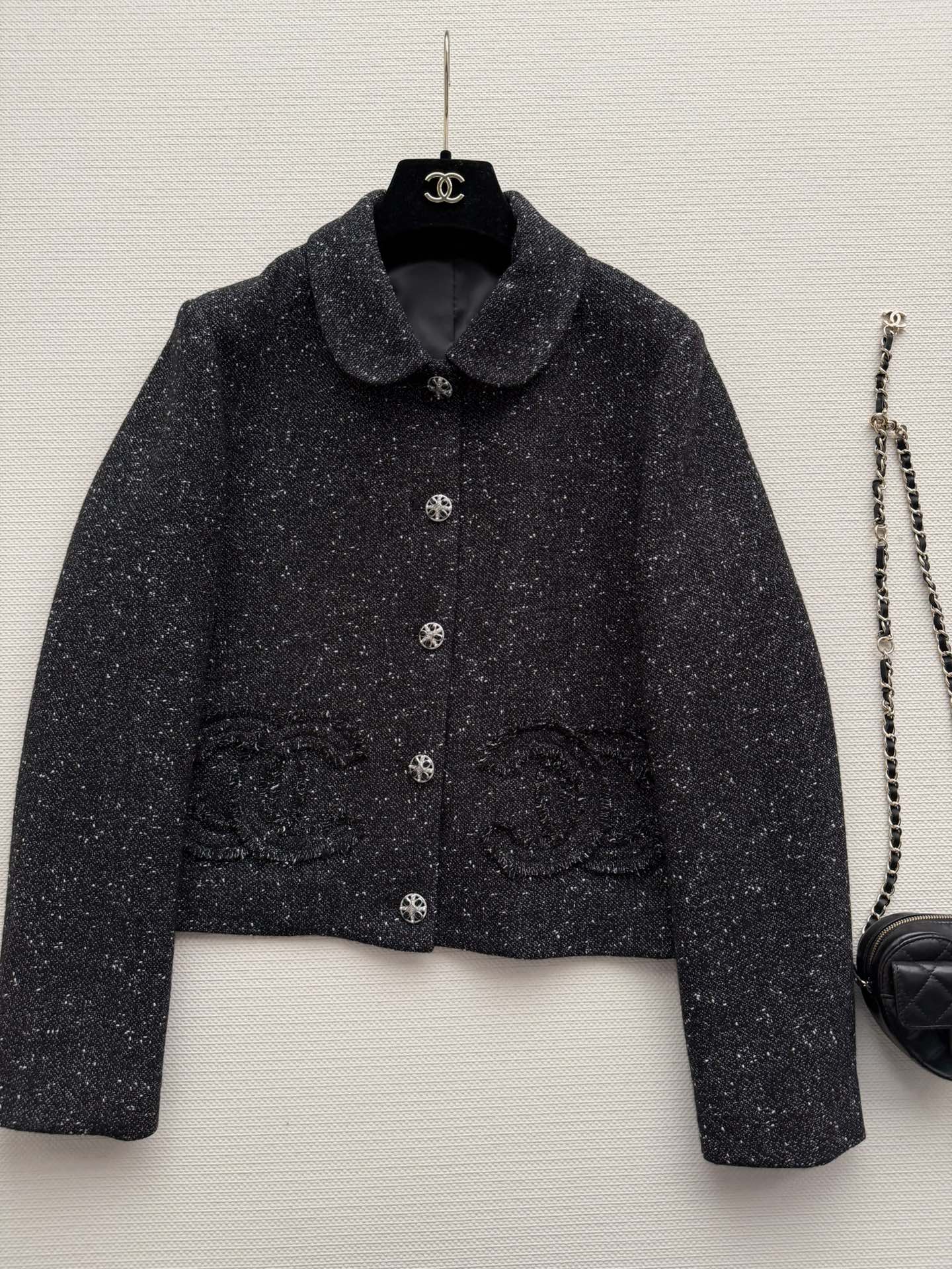 CHANEL 26S TWEED NOTCHED-COLLAR JACKET 718