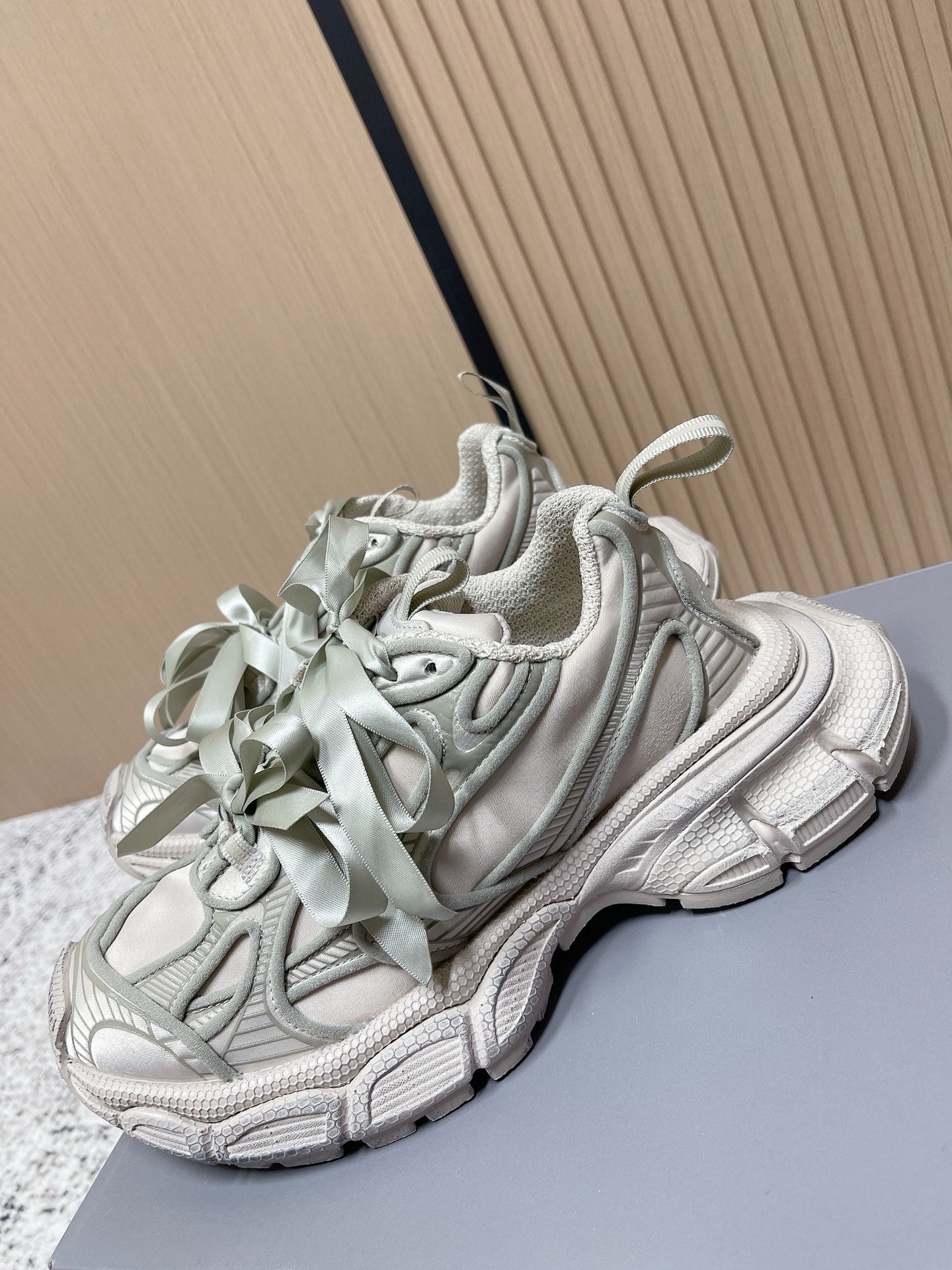 BALENCIAGA 25S 3XL SNEAKERS IN TAUPE GRAY PU LEATHER