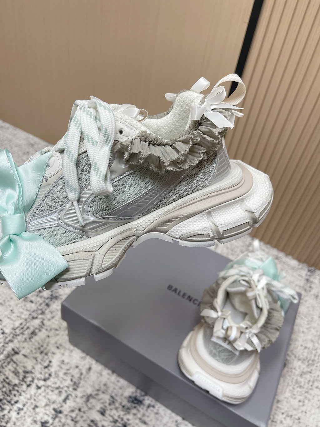 BALENCIAGA 25S 3XL SNEAKERS IN WHITE MIX GREY PU LEATHER