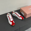PLUME SNEAKERS IN WHITE NAPPA LAMBSKIN AND RED SUEDE