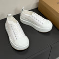 BOTTEGA VENETA VULCAN PLATFORM SNEAKER IN WHITE CANVAS AND LAMBSKIN