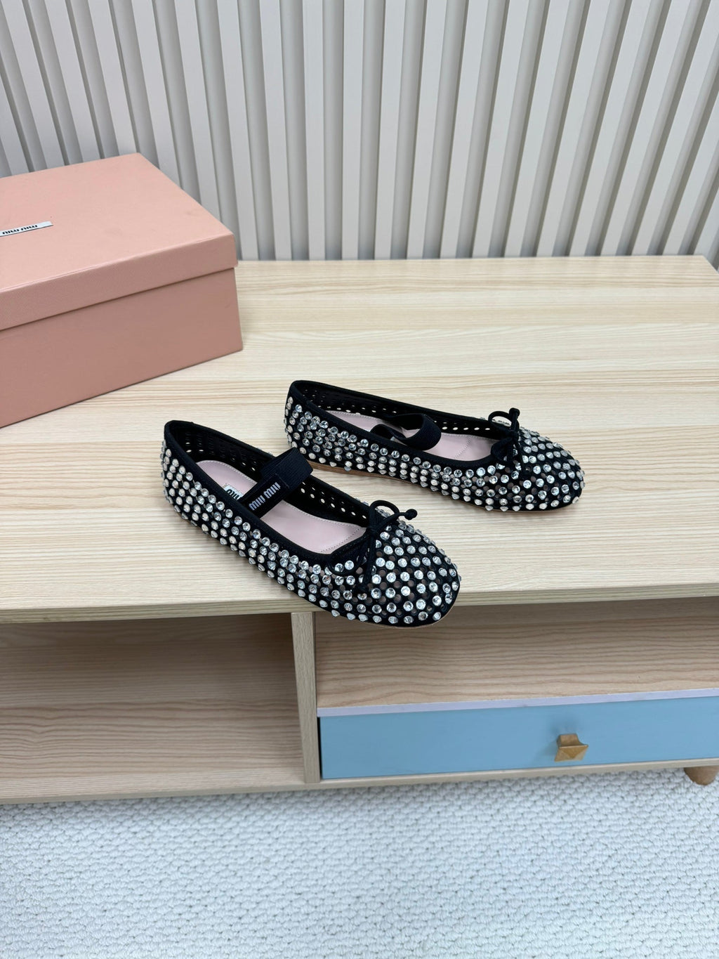 RHINESTONES MARY JANE FLATS IN BLACK SUEDE