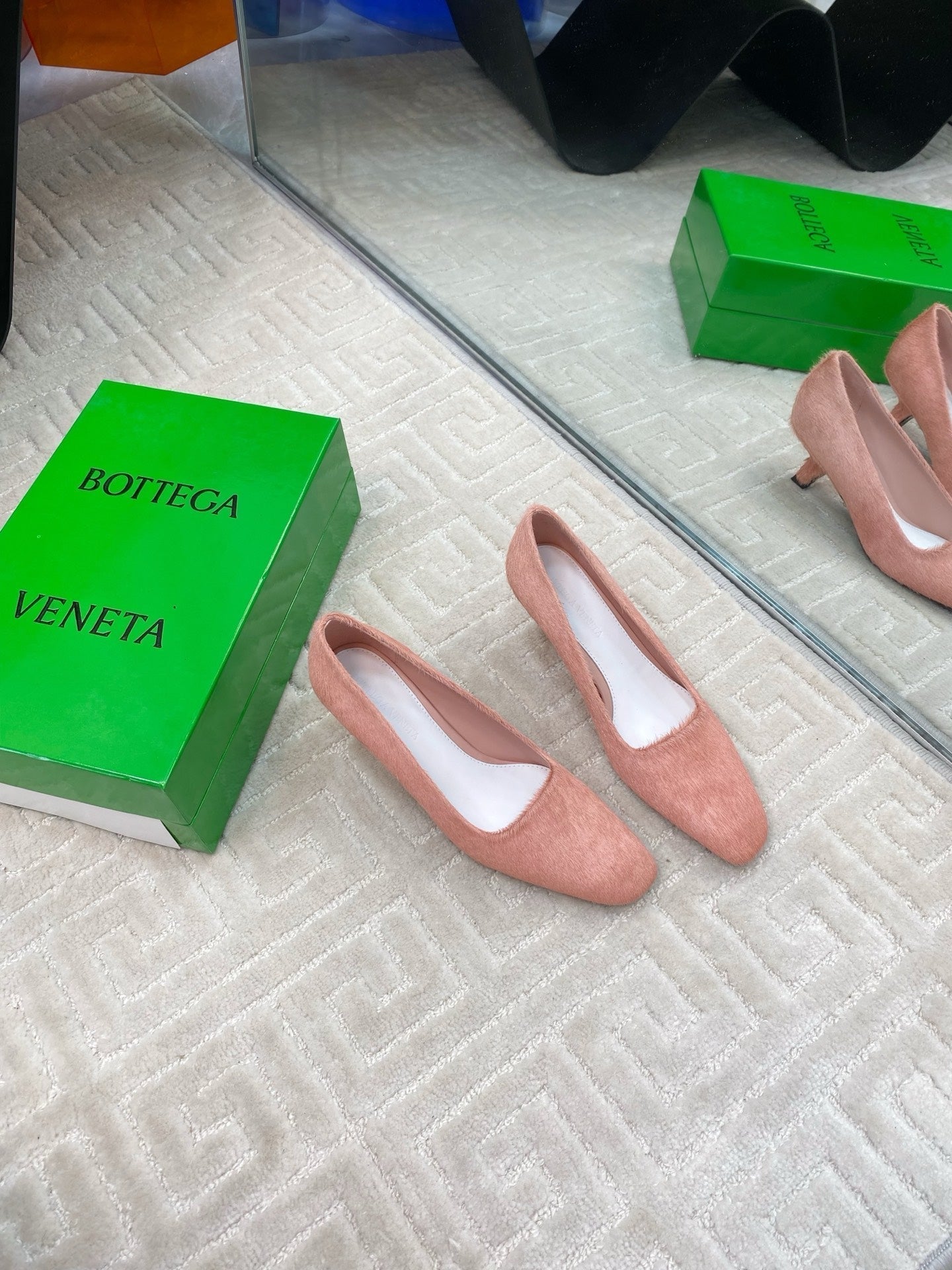 BOTTEGA VENETA BOOGIE JAGUAR-PRINTED CALF HAIR PUMPS 45 MM ROSE PINK