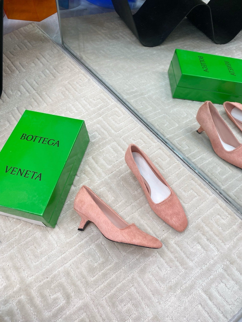 BOTTEGA VENETA BOOGIE JAGUAR-PRINTED CALF HAIR PUMPS 45 MM ROSE PINK