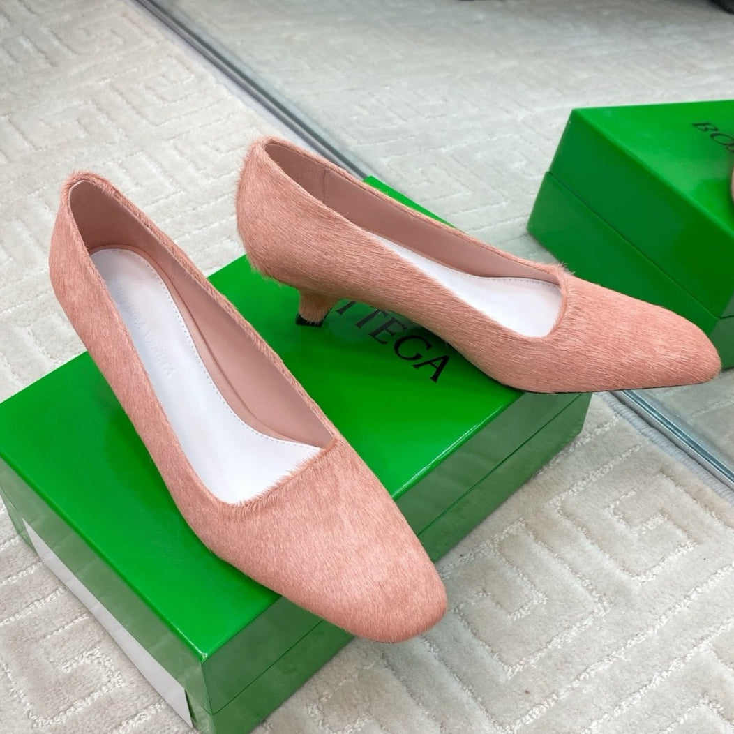 BOTTEGA VENETA BOOGIE JAGUAR-PRINTED CALF HAIR PUMPS 45 MM ROSE PINK