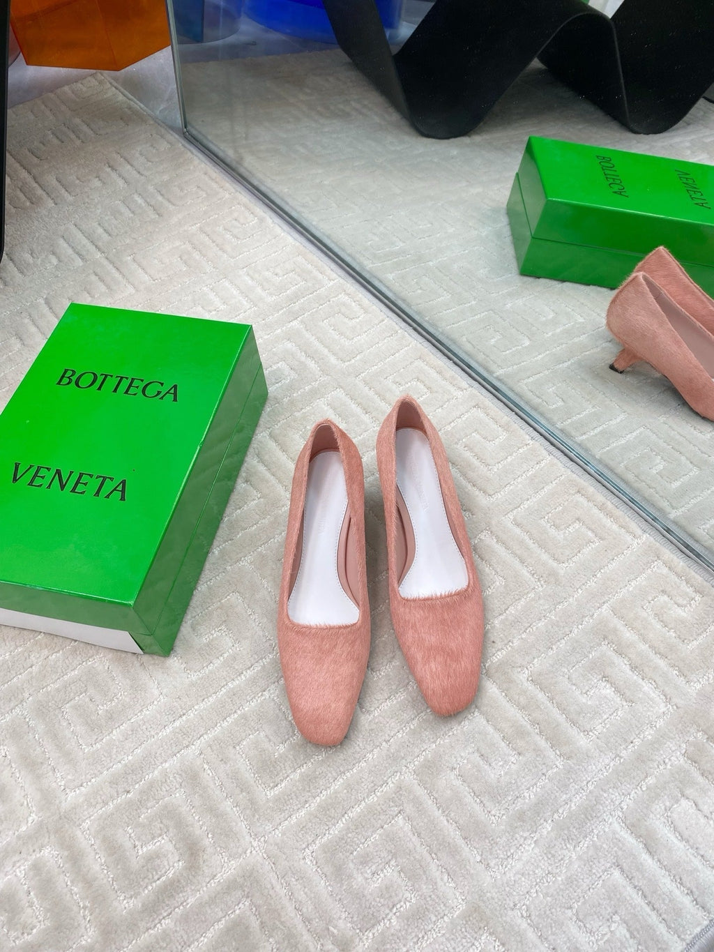 BOTTEGA VENETA BOOGIE JAGUAR-PRINTED CALF HAIR PUMPS 45 MM ROSE PINK