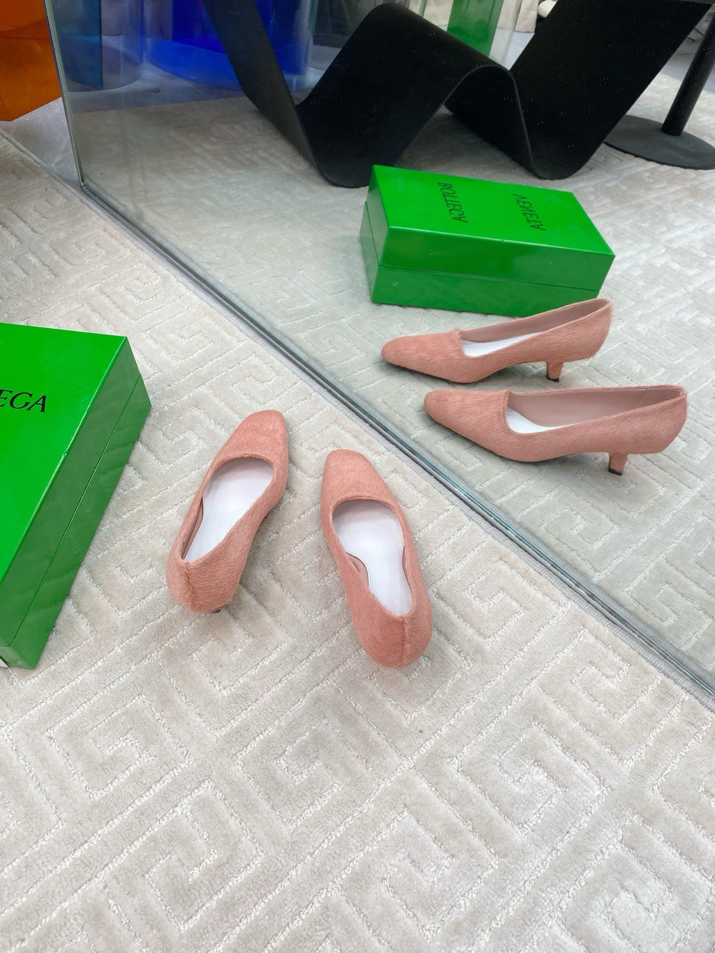 BOTTEGA VENETA BOOGIE JAGUAR-PRINTED CALF HAIR PUMPS 45 MM ROSE PINK