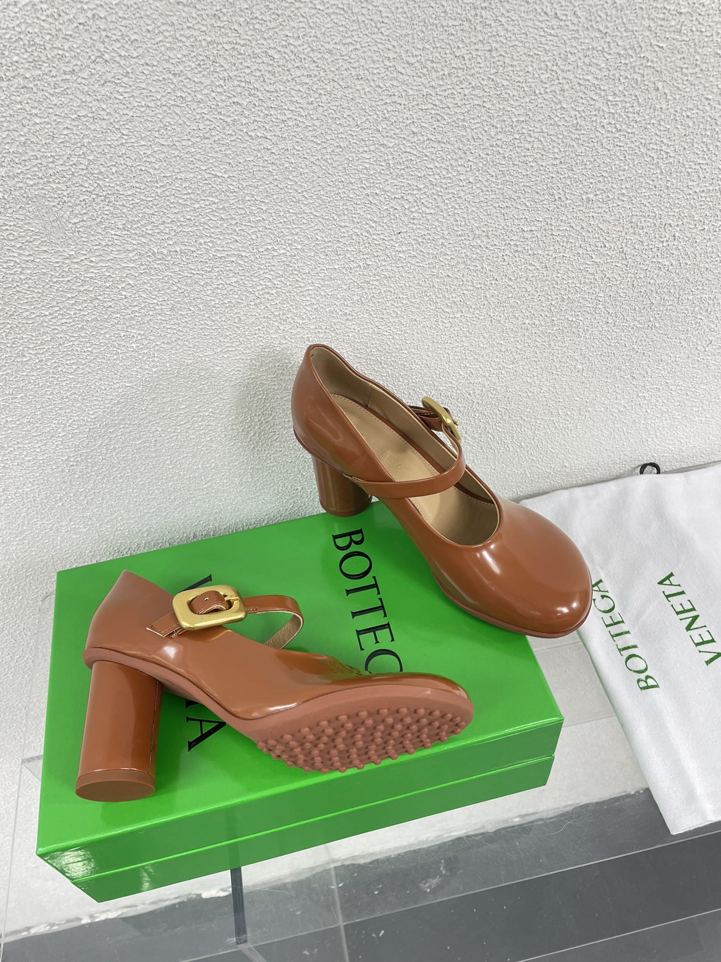BOTTEGA VENETA ATOMIC MARY-JANE PUMP 9 CM IN BRONZE BROWN CALFSKIN