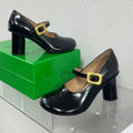 BOTTEGA VENETA ATOMIC MARY-JANE PUMP 9 CM IN BLACK CALFSKIN