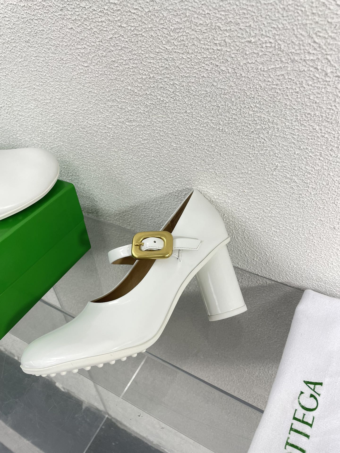 BOTTEGA VENETA ATOMIC MARY-JANE PUMP 9 CM IN WHITE CALFSKIN