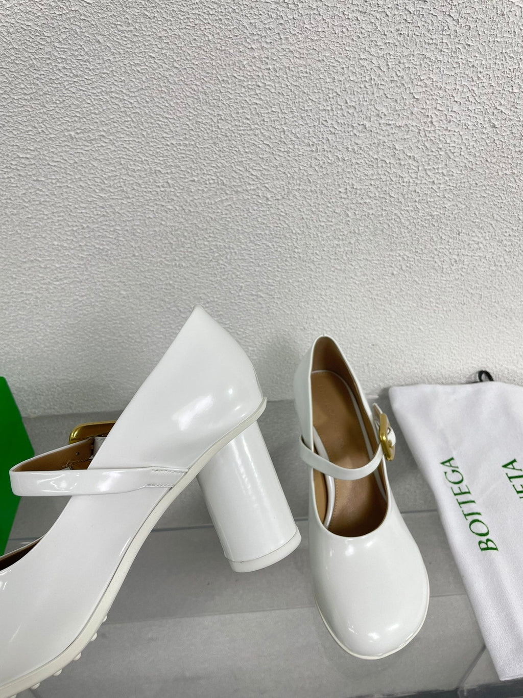 BOTTEGA VENETA ATOMIC MARY-JANE PUMP 9 CM IN WHITE CALFSKIN