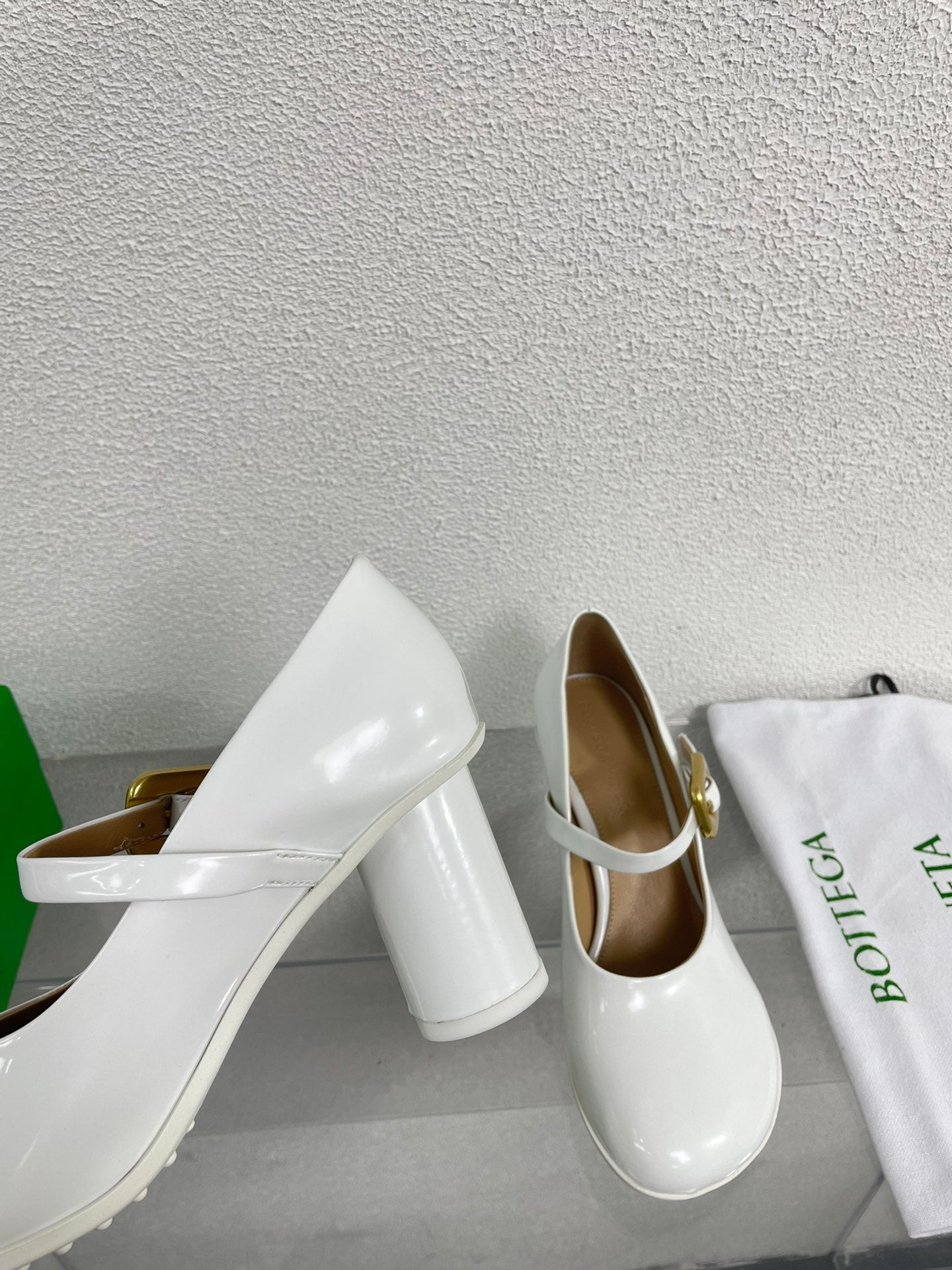 BOTTEGA VENETA ATOMIC MARY-JANE PUMP 9 CM IN WHITE CALFSKIN