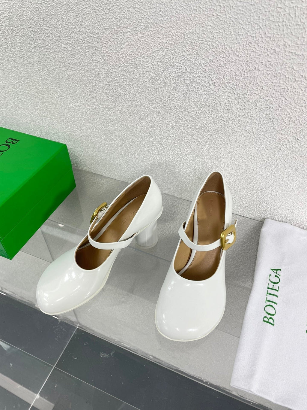 BOTTEGA VENETA ATOMIC MARY-JANE PUMP 9 CM IN WHITE CALFSKIN