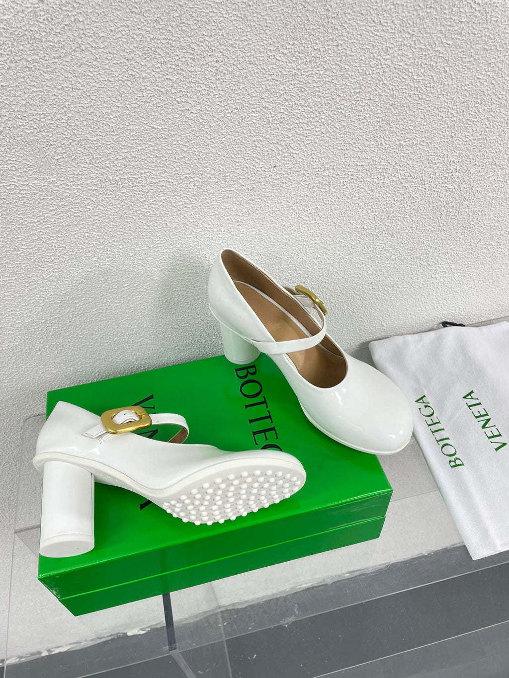 BOTTEGA VENETA ATOMIC MARY-JANE PUMP 9 CM IN WHITE CALFSKIN