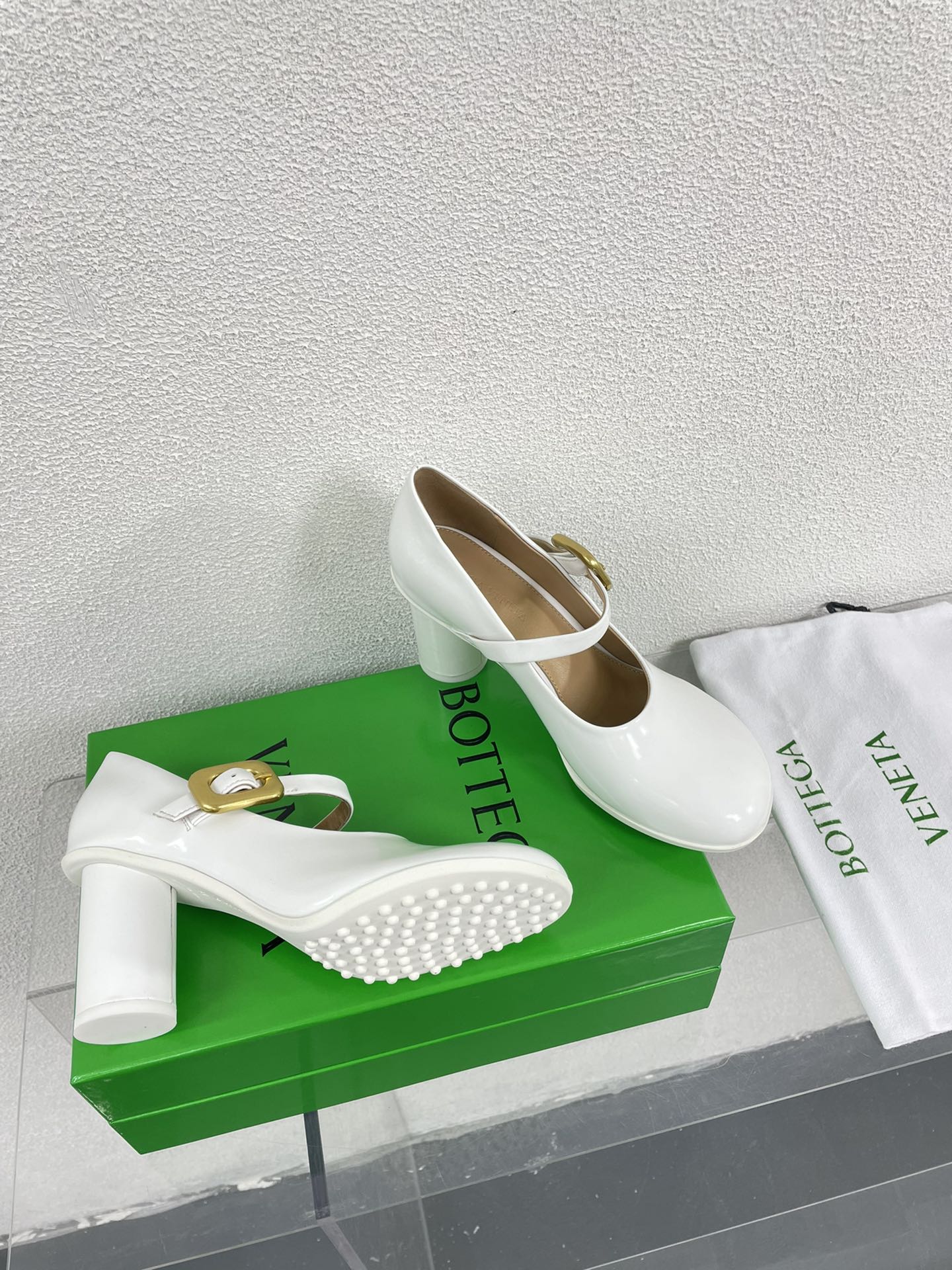 BOTTEGA VENETA ATOMIC MARY-JANE PUMP 9 CM IN WHITE CALFSKIN