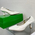 BOTTEGA VENETA SHARP CHAIN PUMP 6 CM IN WHITE CALFSKIN