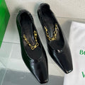 BOTTEGA VENETA SHARP CHAIN PUMP 6 CM IN BLACK CALFSKIN