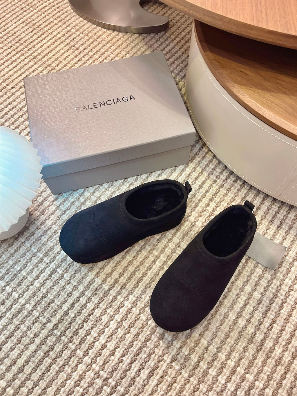 BALENCIAGA 25S AURALEE SLIP-ON 50 MM IN BLACK SUEDE