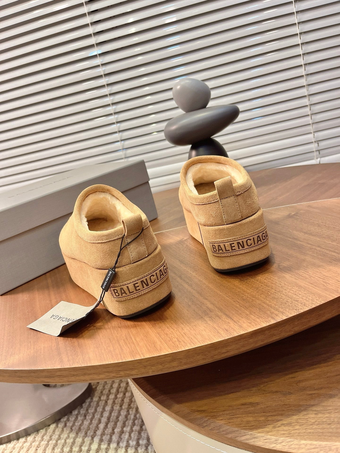 BALENCIAGA 25S AURALEE SLIP-ON 50 MM IN WARM BEIGE BROWN SUEDE