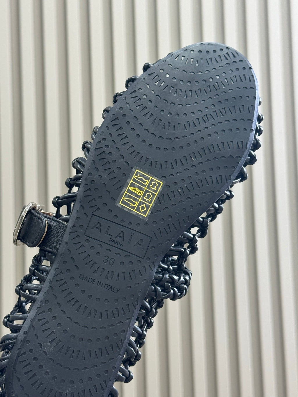 ALAIA MARY JANE FLATS 25S IN BLACK MESH CALSKIN WITH SILVER HARDWARE