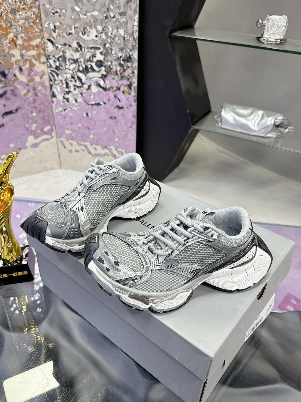 STAPLER SNEAKER IN GRAY POLYURETHANE AND POLYESTER