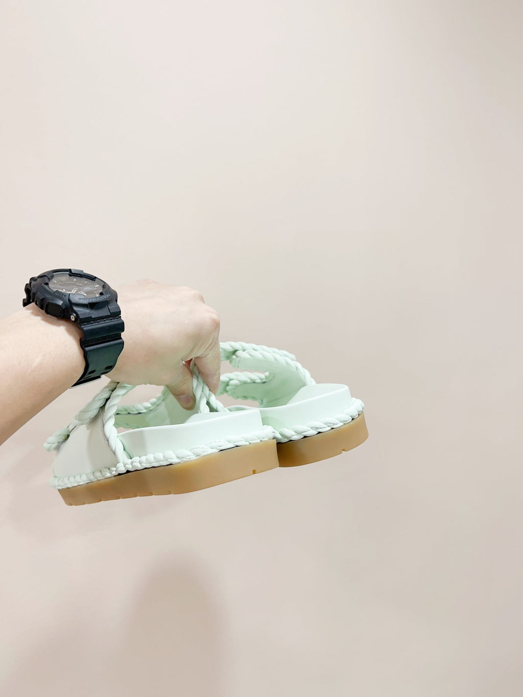 BOTTEGA VENETA REFINED DAD SANDAL IN PISTACHIO GREEN LAMBSKIN MULE