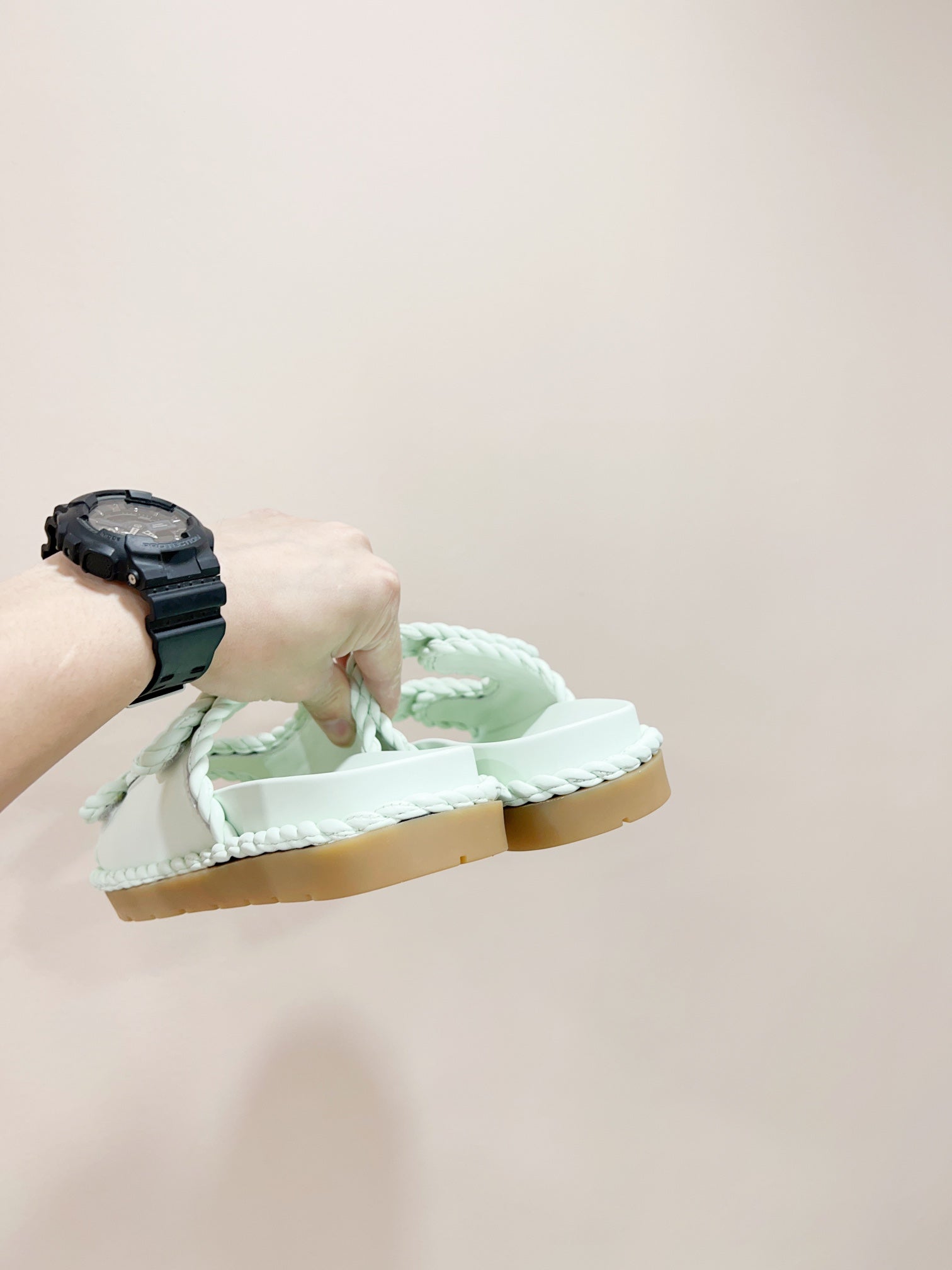 BOTTEGA VENETA REFINED DAD SANDAL IN PISTACHIO GREEN LAMBSKIN MULE