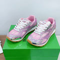 BOTTEGA VENETA ORBIT SNEAKER IN BLUSH PINK TECHNICAL FABRIC AND METALLIC MESH