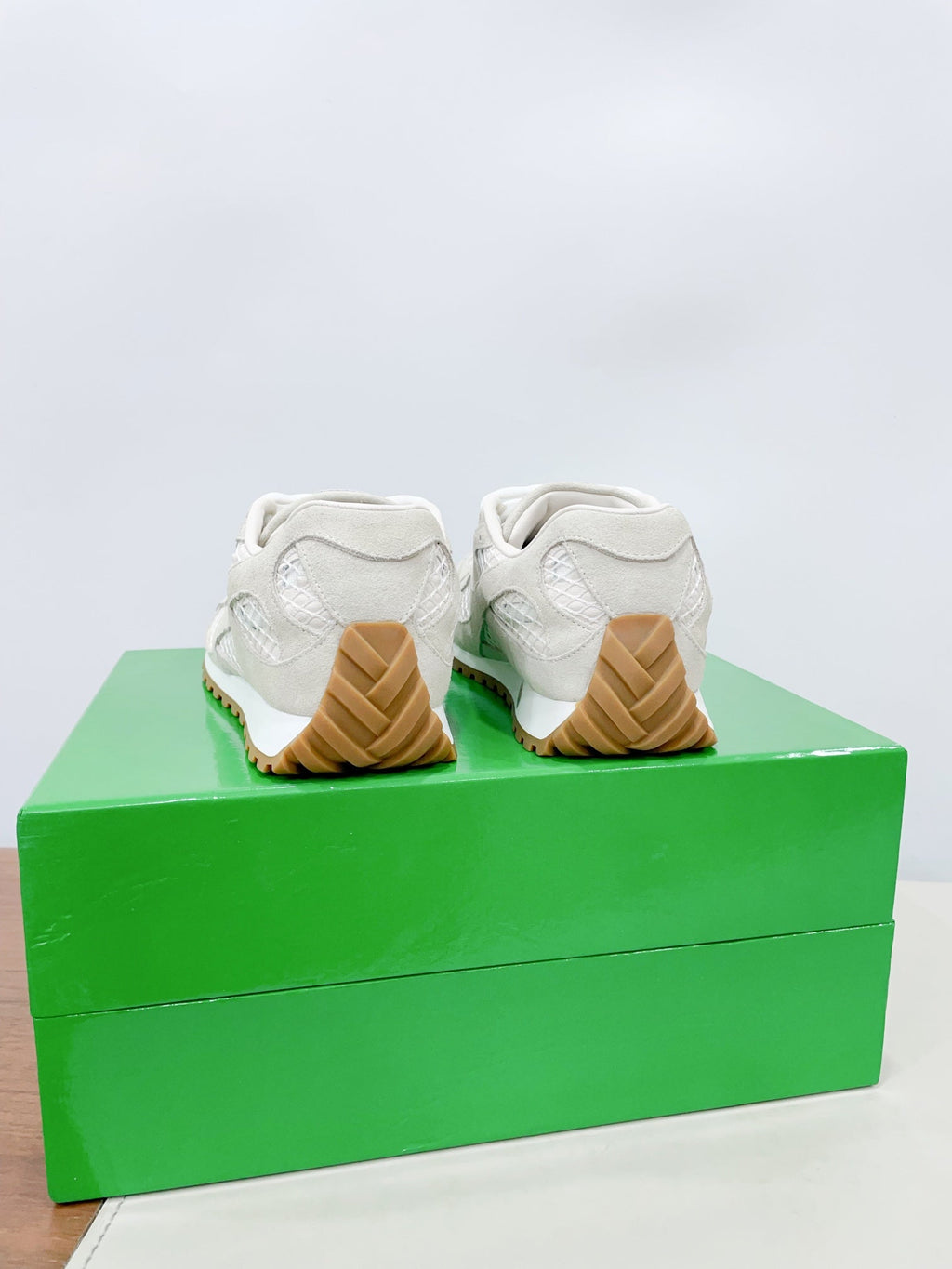 BOTTEGA VENETA ORBIT SNEAKER IN SEA SALT SUEDE AND TECHNICAL MESH