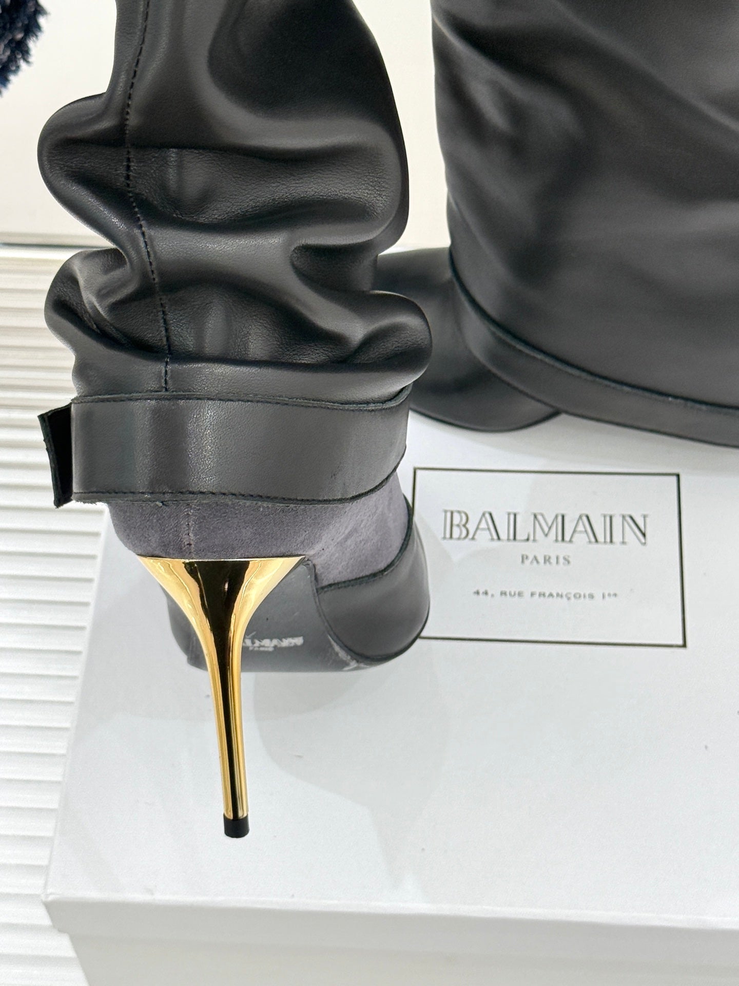 BALMAIN 25S ANTHEM BOOTS IN BLACK CALFSKIN