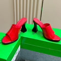 BOTTEGA VENETA HIGH MULE 95 MM IN CHERRY RED CALFSKIN