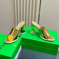 BOTTEGA VENETA HIGH MULE 95 MM IN GOLD CALFSKIN