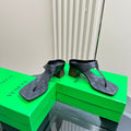 BOTTEGA VENETA MARELLA THONG IN BLACK LEATHER WITH SIGNATURE INTRECCIATO INSOLE 55 MM