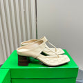 BOTTEGA VENETA MARELLA THONG IN BISQUE BEIGE LEATHER WITH SIGNATURE INTRECCIATO INSOLE 55 MM