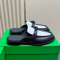 BOTTEGA VENETA ASTAIRE MULE IN WHITE MIX BLACK CALFSKIN
