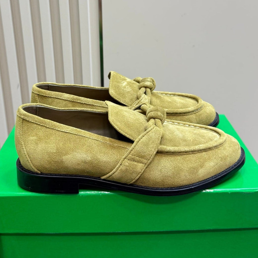 BOTTEGA VENETA ASTAIRE LOAFER IN OLIVE GREEN SUEDE