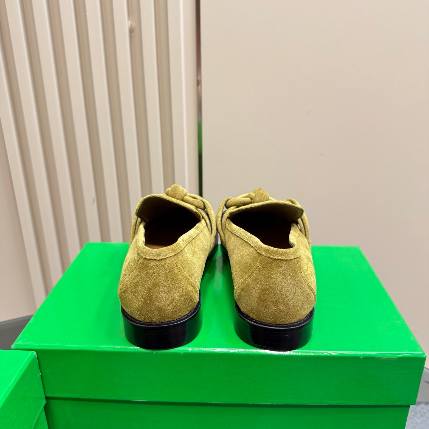 BOTTEGA VENETA ASTAIRE LOAFER IN OLIVE GREEN SUEDE
