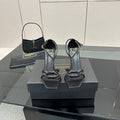 BALMAIN 25S LIPS SANDALS 10 IN BLACK SATIN