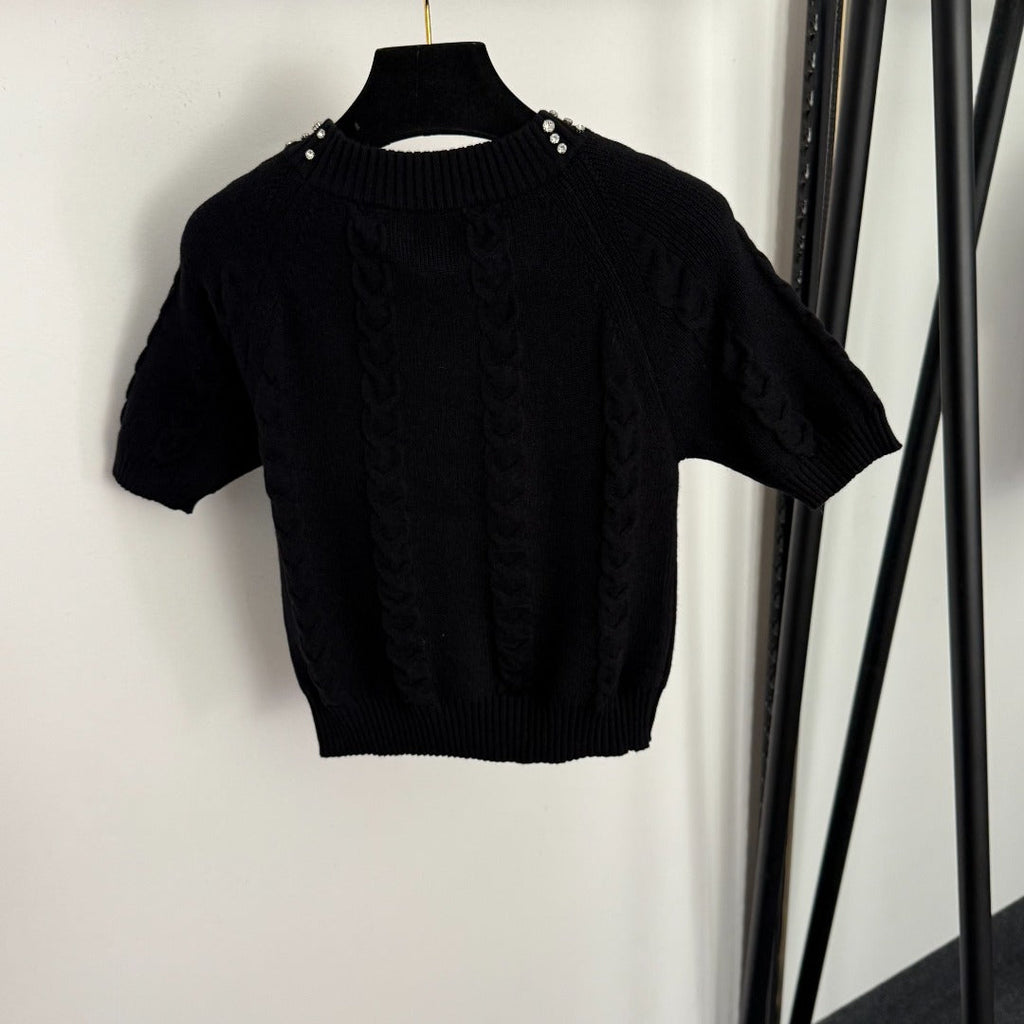 CHANEL 26S SHORT-SLEEVE CREWNECK SWEATER 686