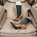 BALENCIAGA 25S POINTED-TOE HIGH HEELS 90 MM IN BLACK FABRIC AND LEOPARD PRINT CALFSKIN STYLE 1